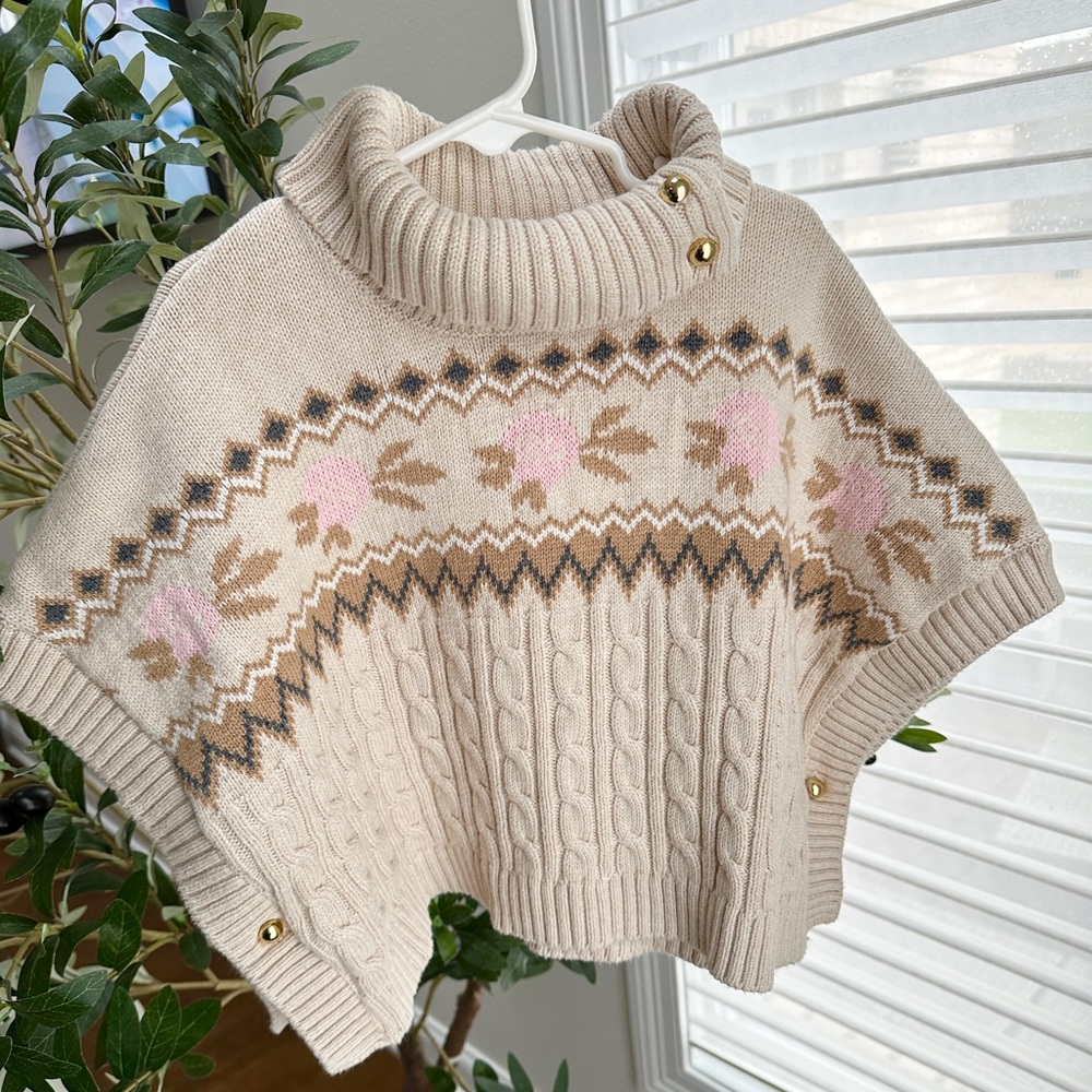 Beautiful Girl Sweater Poncho , size 3T, Janie and Jack